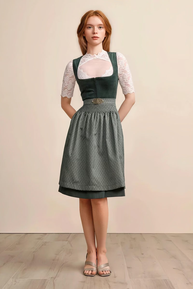 Dirndl dam, mörkgrön — Oktoberfest-klänning (60 cm)