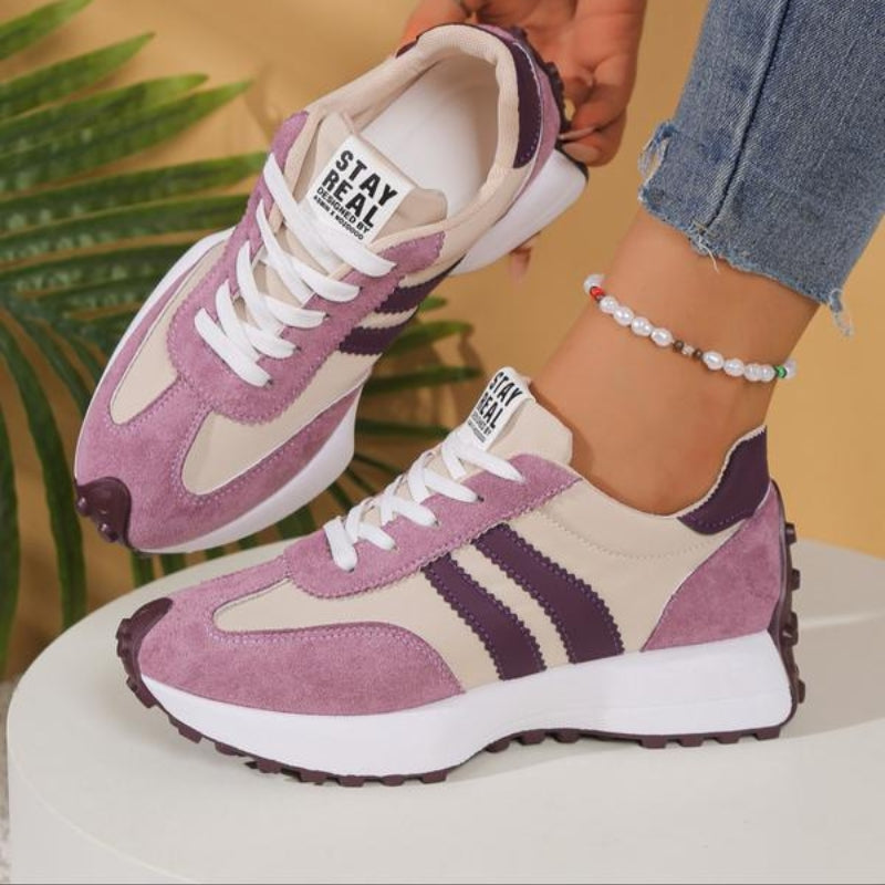 Sneakers dam, platform — retro chunky-sula med snörning