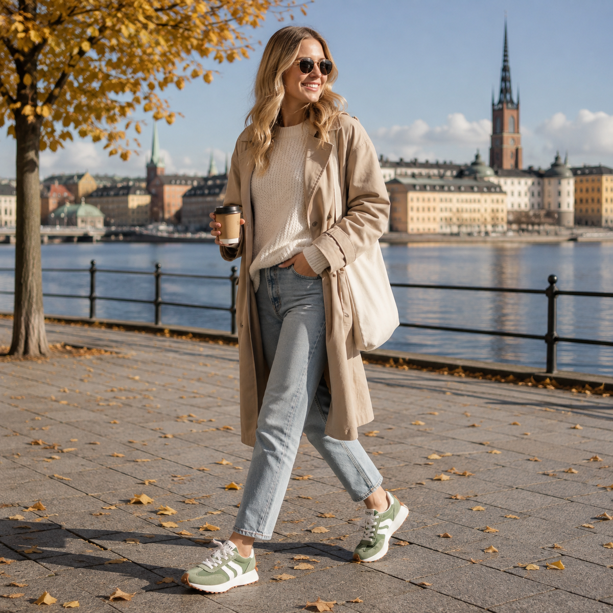 Sneakers dam, platform — retro chunky-sula med snörning
