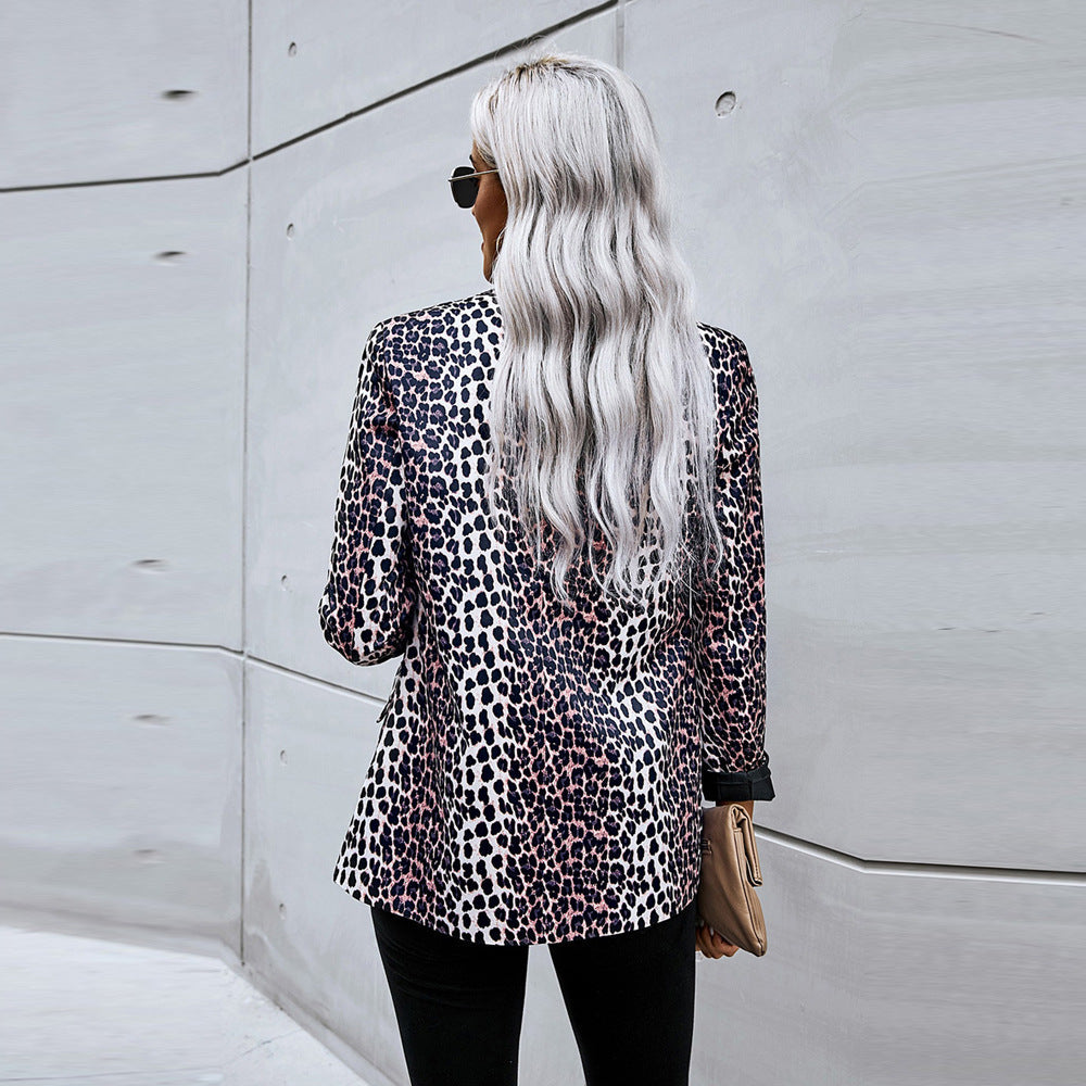 Blazer dam med leopardmönster — oversized kavaj