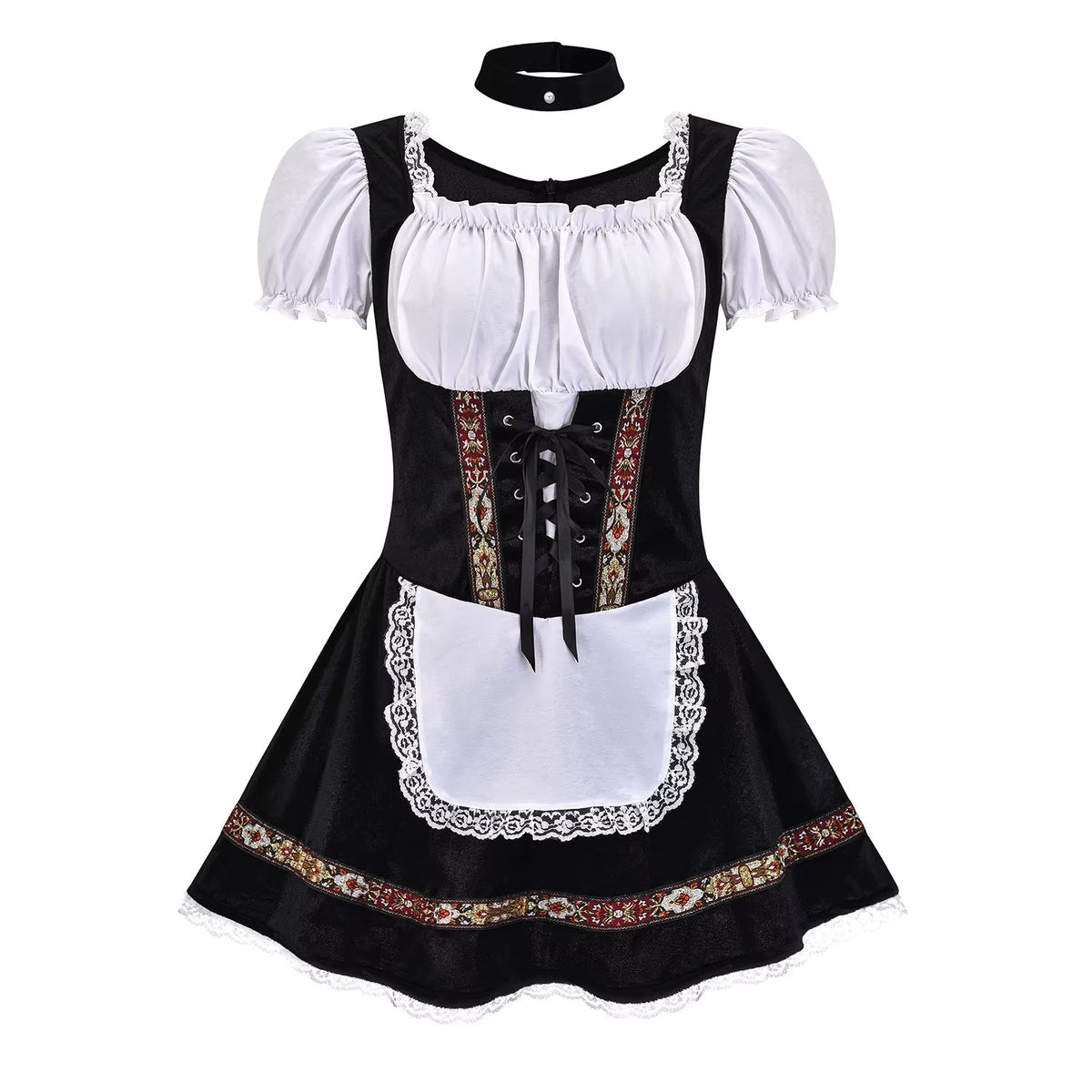 Dirndl dam med snörliv och puffärmar — Oktoberfest-klänning