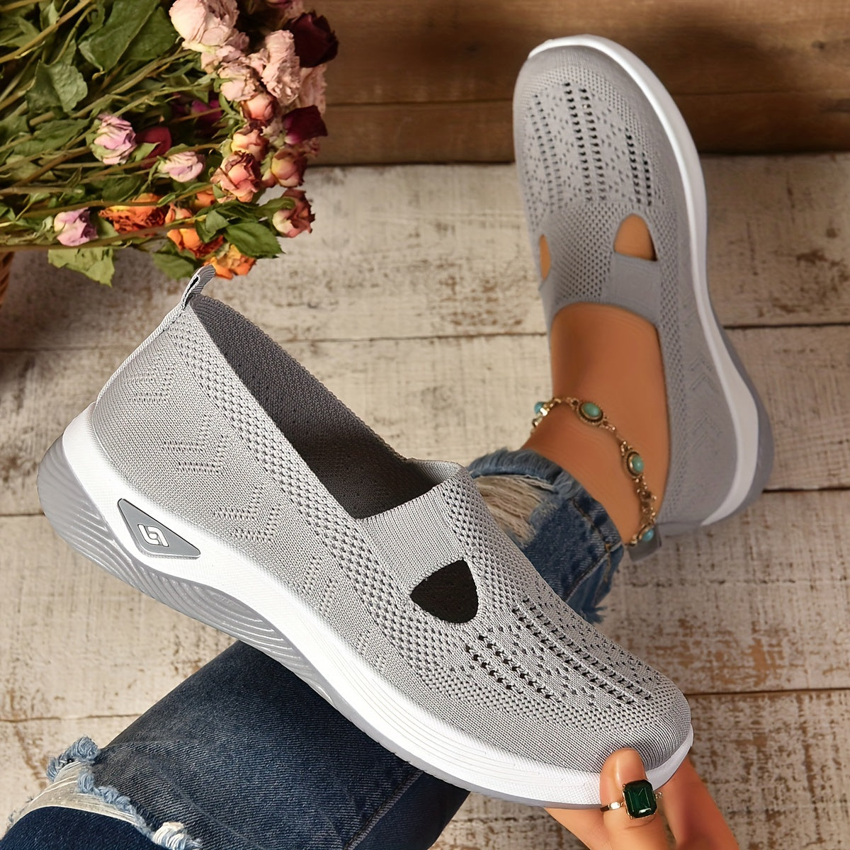 Slip-on skor dam, ortopediska — textil med dämpad innersula