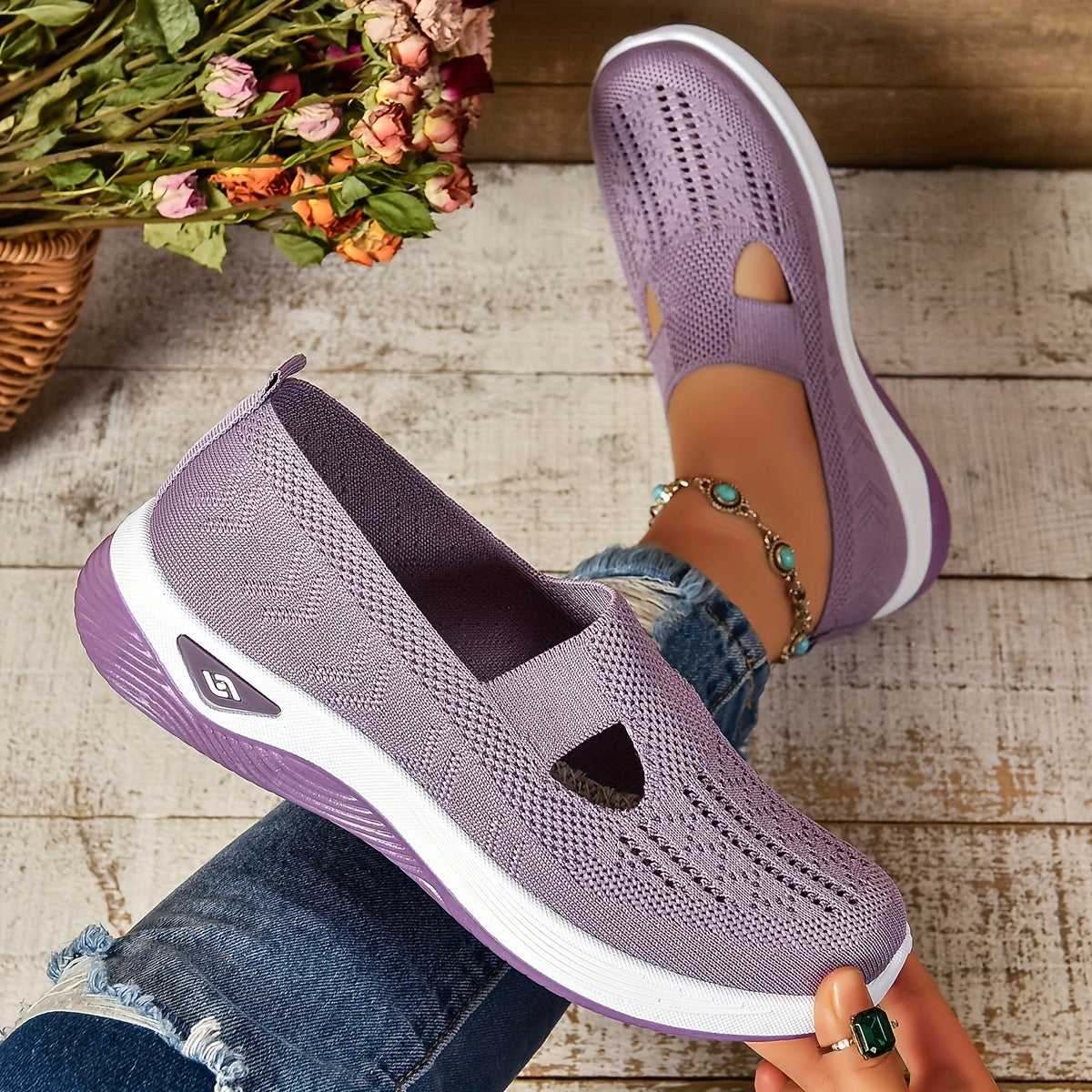Slip-on skor dam, ortopediska — textil med dämpad innersula