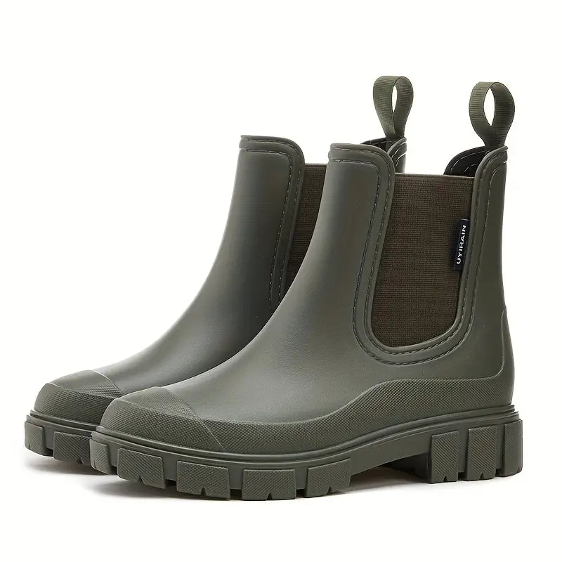 Chelsea boots dam, vattentäta — släta slip-on-boots i läderimitation