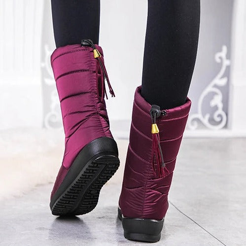 Vinterboots dam, fodrade — varma snowboots med halkfri sula