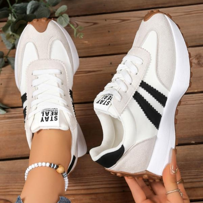 Sneakers dam, platform — retro chunky-sula med snörning