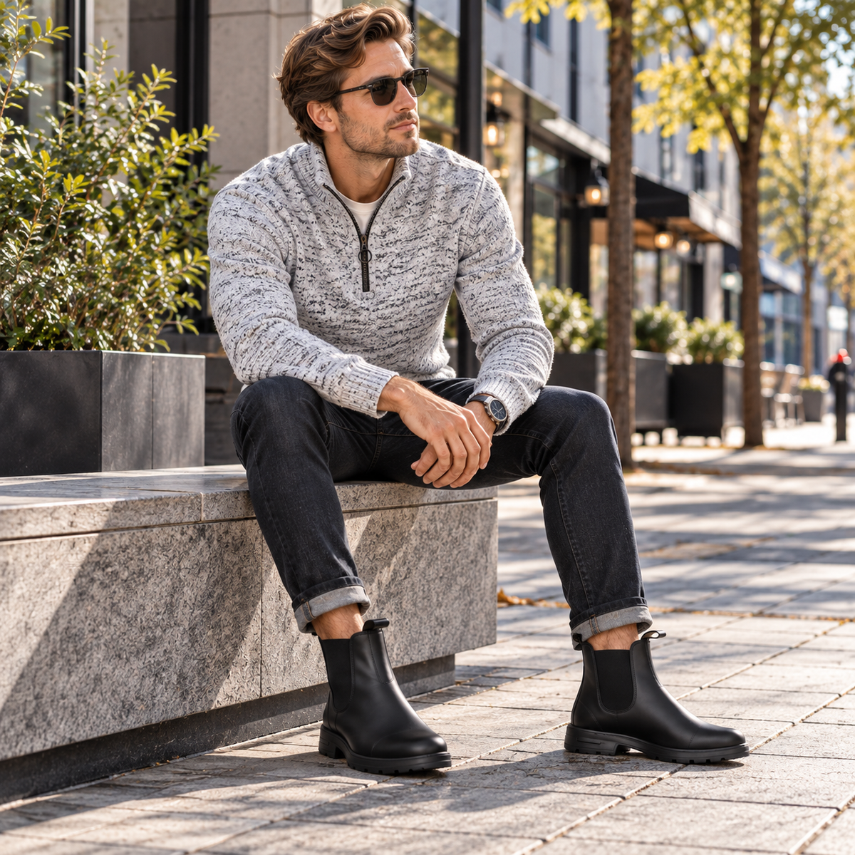 Boots herr, vattenavvisande — slip-on med resårsidor