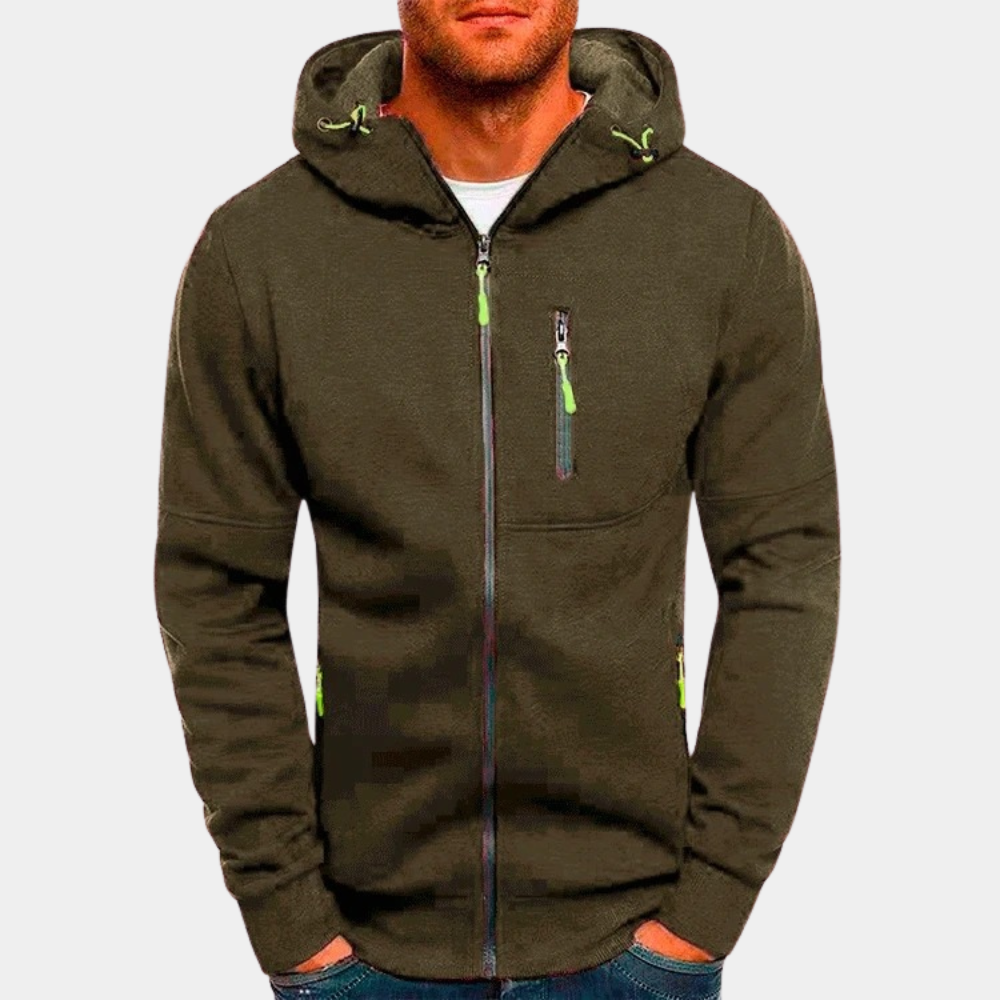 Hoodie herr med dragkedja — lässig zip hoodie