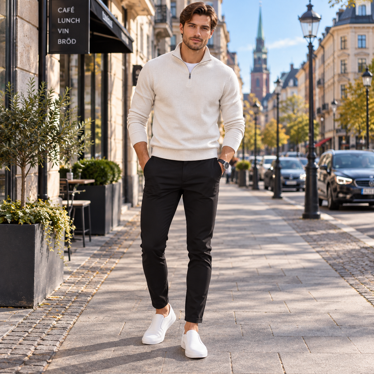 Chinos herr, klassiska — eleganta byxor i bomullsmix