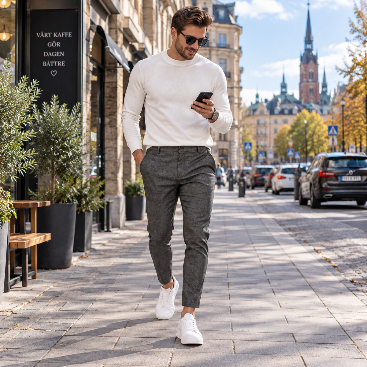 Chinos herr, klassiska — eleganta byxor i bomullsmix