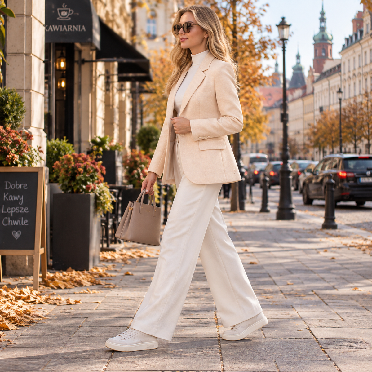 Blazer dam, figursydd — elegant kavaj med fickor