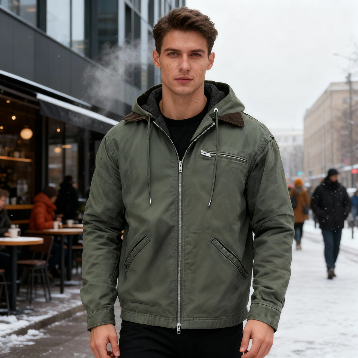 Fodrad parka herr — varm funktionsparka med huva