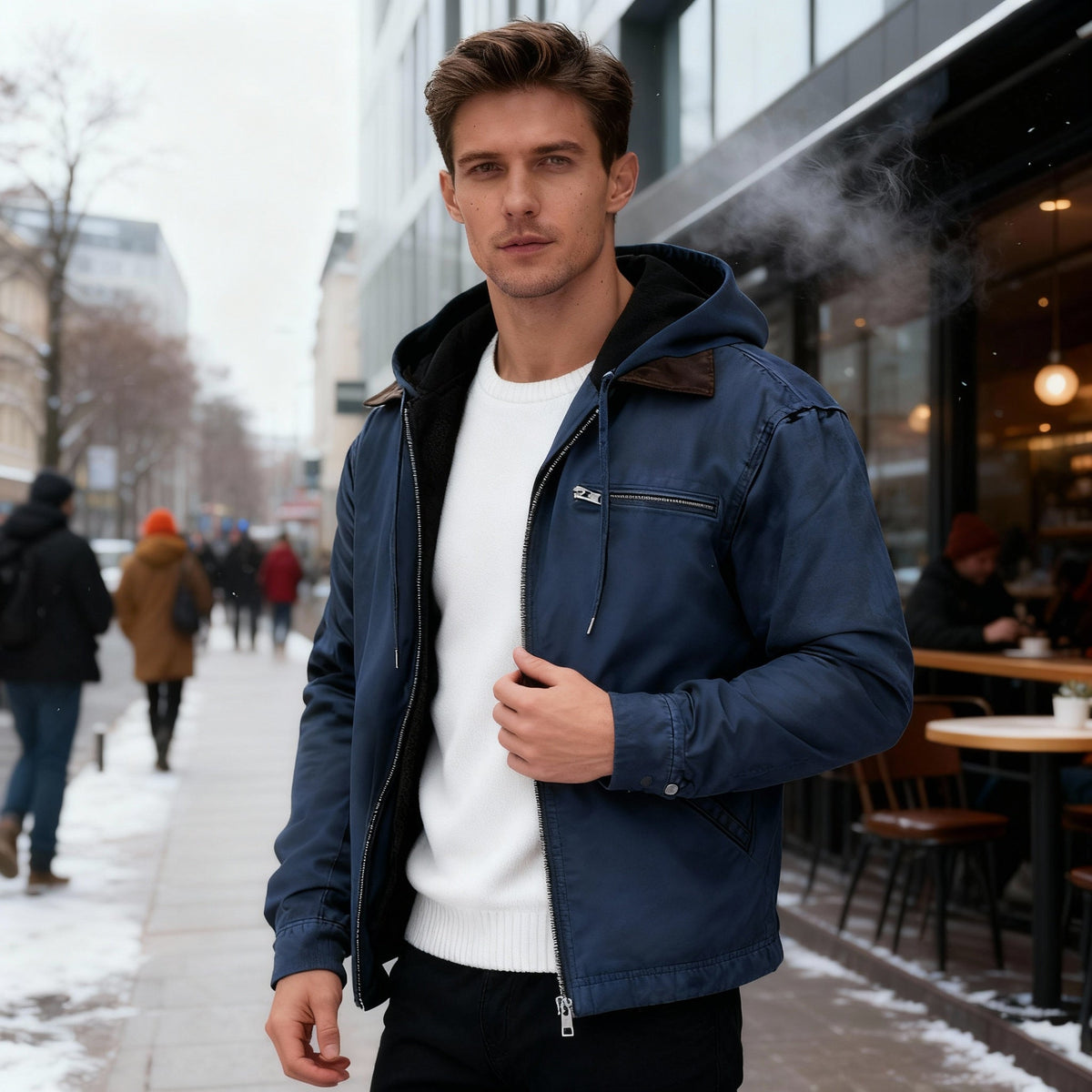 Fodrad parka herr — varm funktionsparka med huva