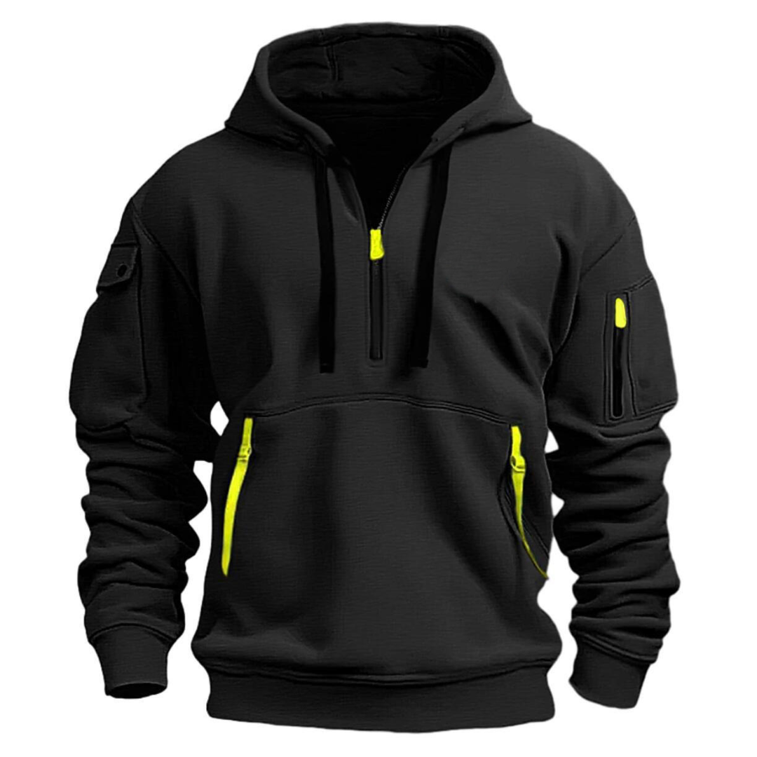 Hoodie herr — mjuk luvtröja med dragkedjefickor för vardag