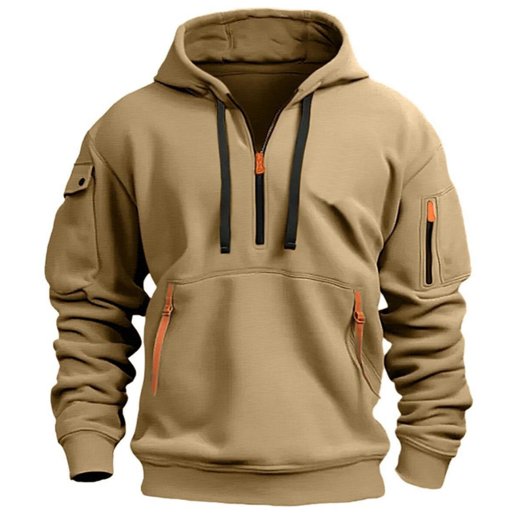 Hoodie herr — mjuk luvtröja med dragkedjefickor för vardag
