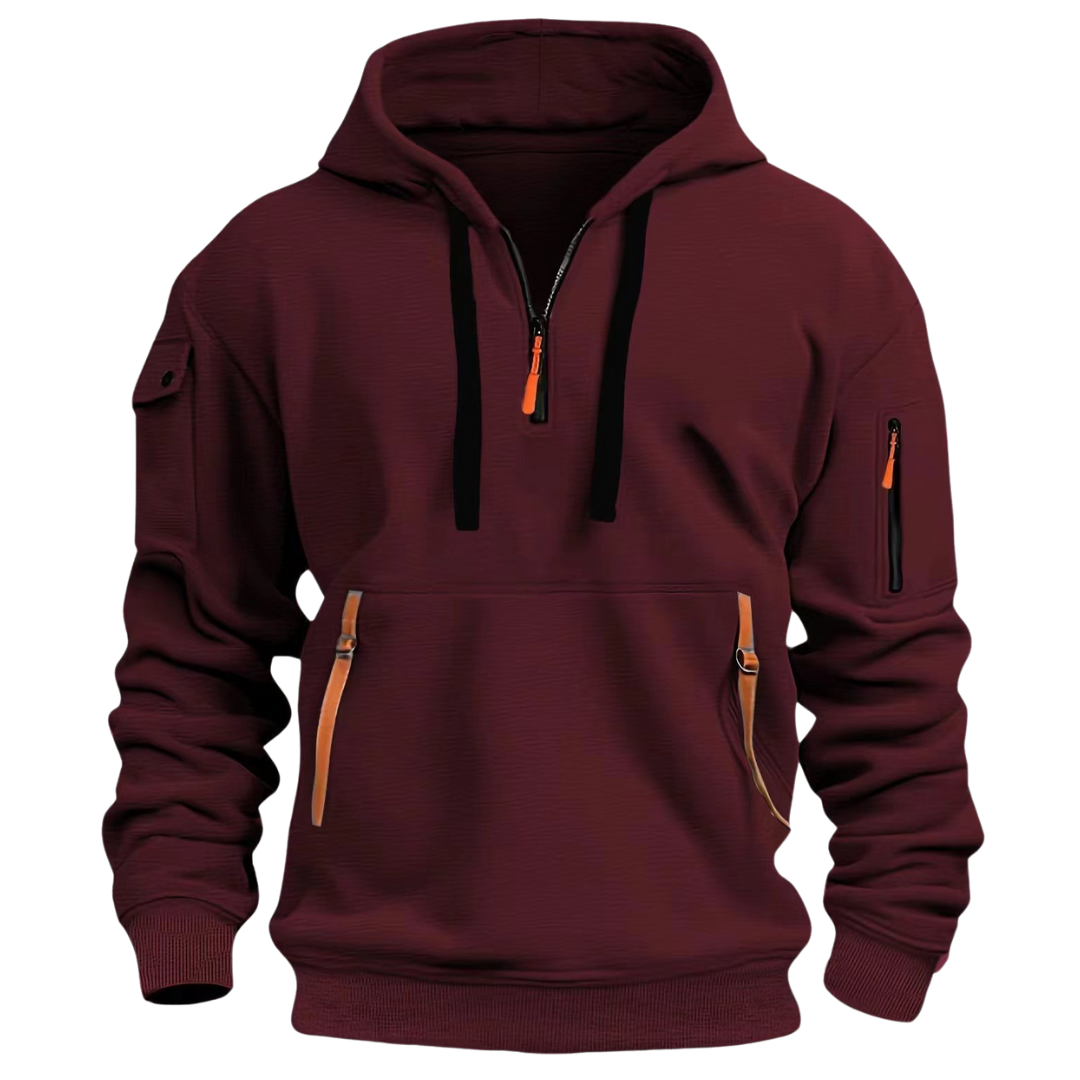 Hoodie herr — mjuk luvtröja med dragkedjefickor för vardag