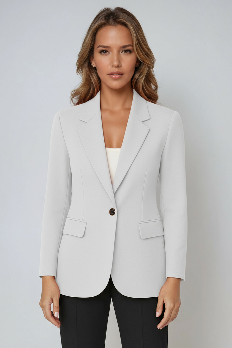 Blazer dam, figursydd — elegant kontorsblazer i linne med slag