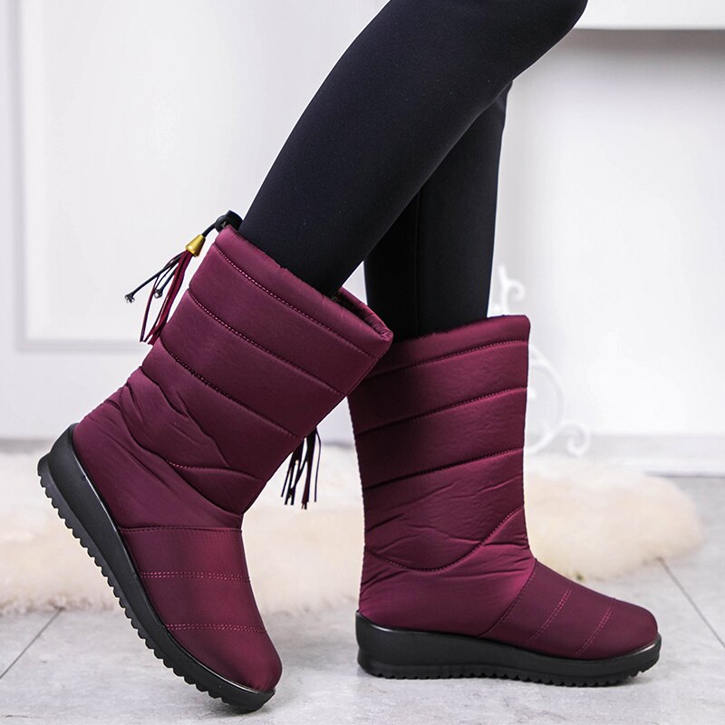 Vinterboots dam, fodrade — varma snowboots med halkfri sula