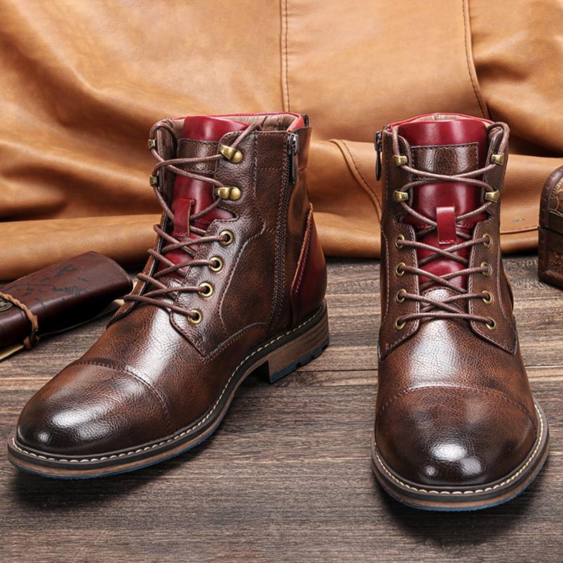 Ankelboots herr med snörning — lediga stövletter i läderimitation