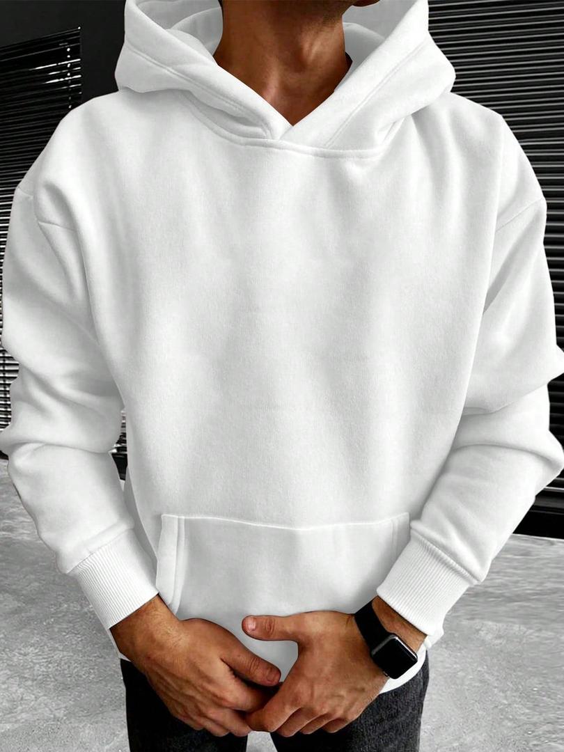 Hoodie herr — enfärgad med huva och ficka