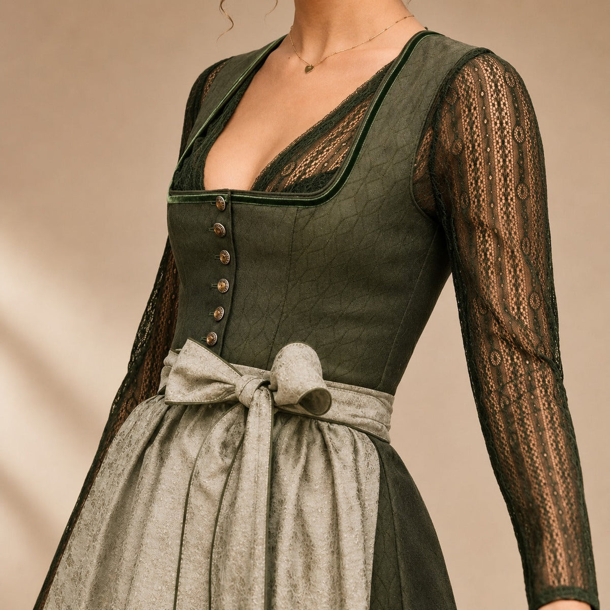 Dirndl dam med rosett — klassisk Oktoberfest-klänning
