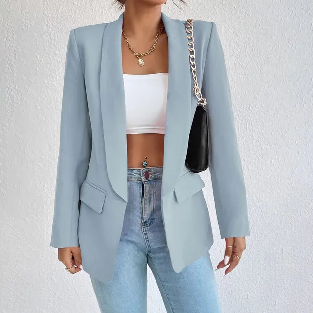 Blazer dam, klassisk — elegant kavaj i linne-bomull för kontor och fest