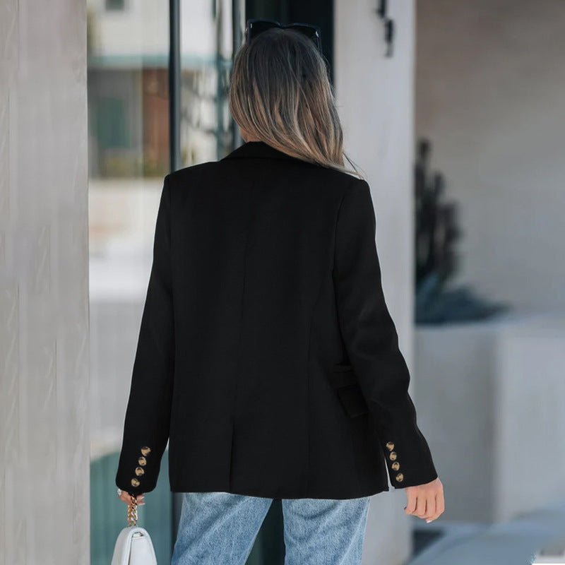 Blazer dam, longline — dubbelknäppt med figursömd silhuett