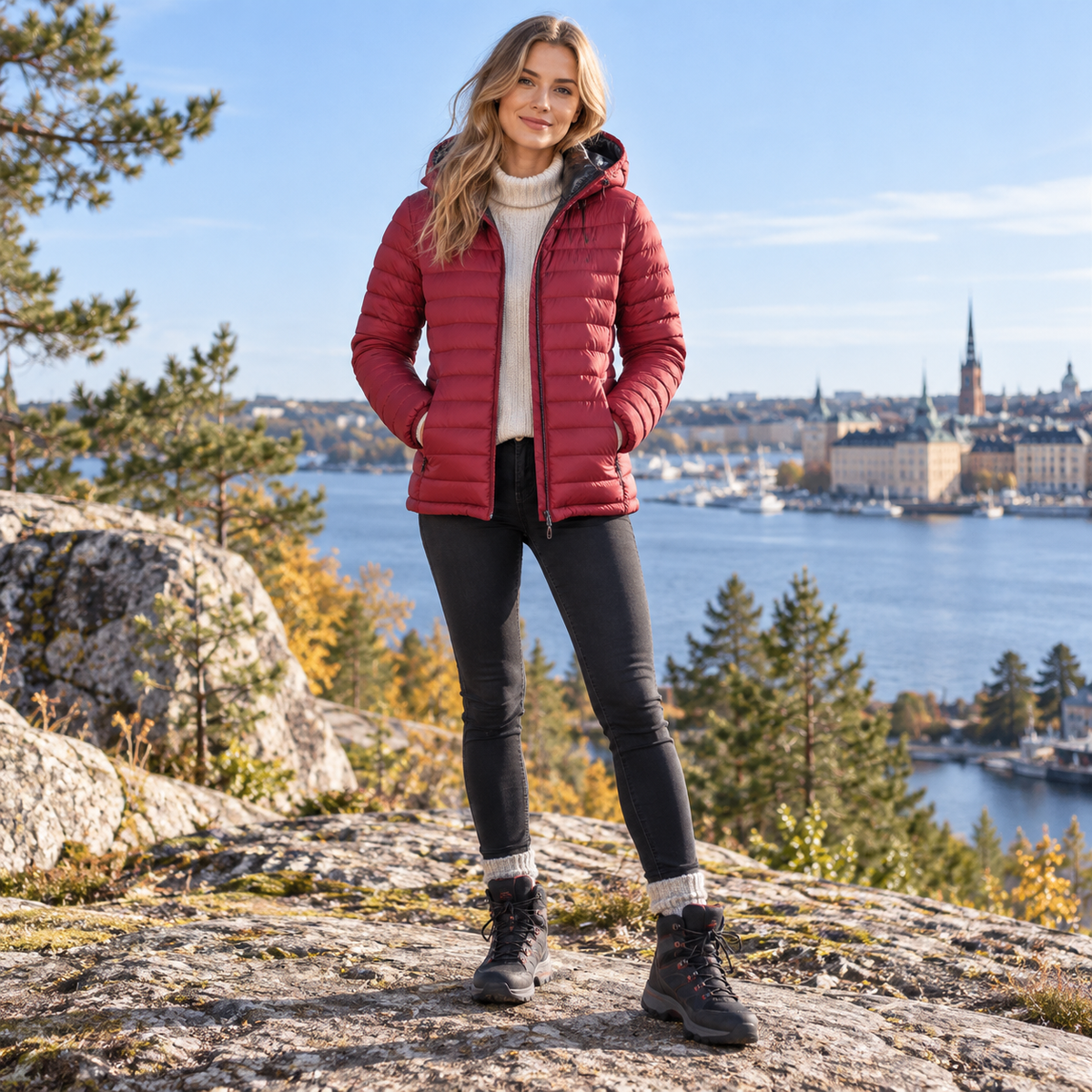 Regnkappa dam, elegant — vattentät kappa i flera färger