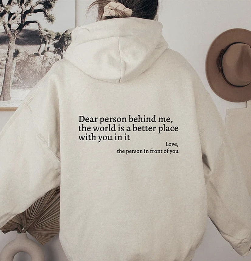 Hoodie dam, slogan — bekväm kapuschongtröja med tryck