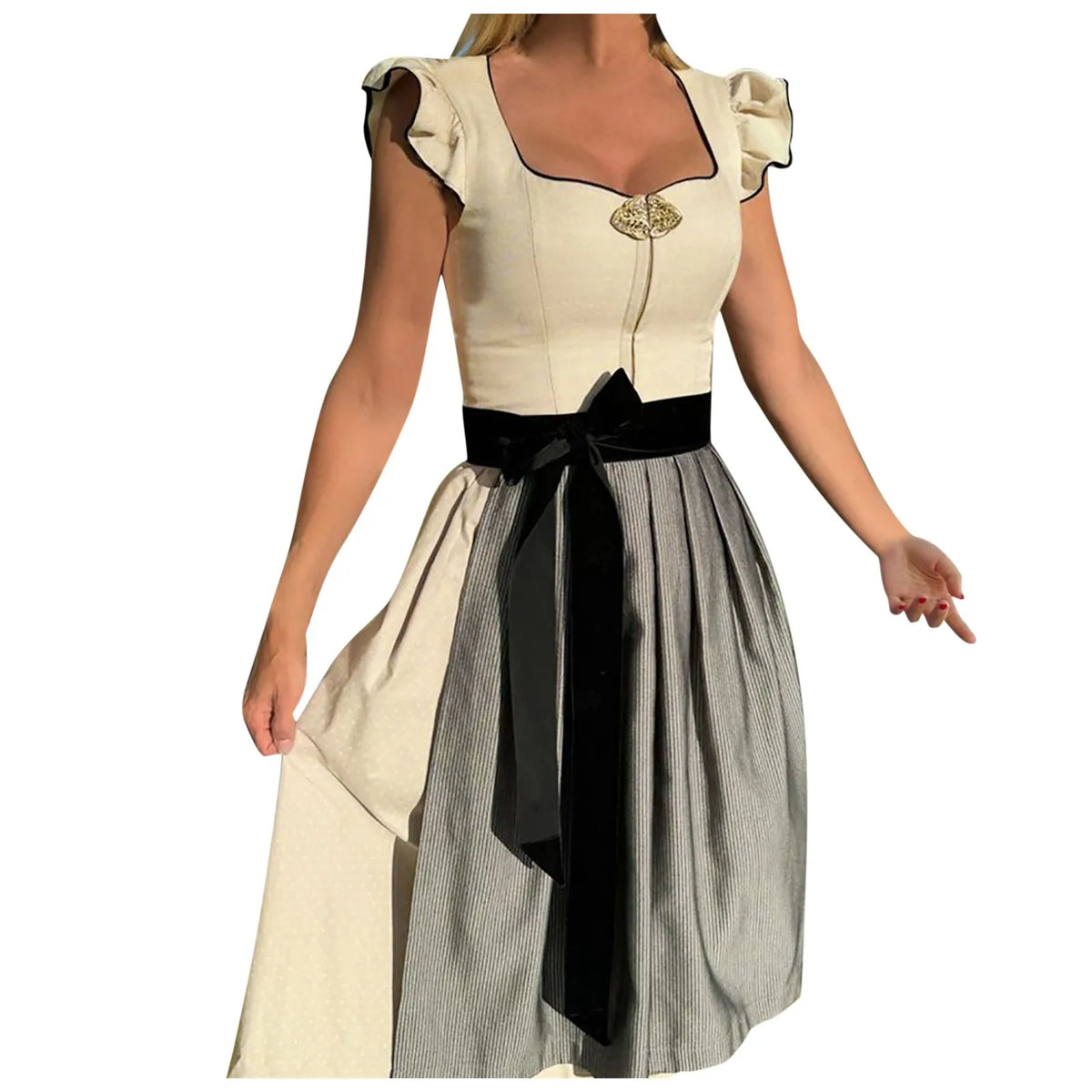 Oktoberfestklänning dam, vit — dirndl för bierfest och folkfest