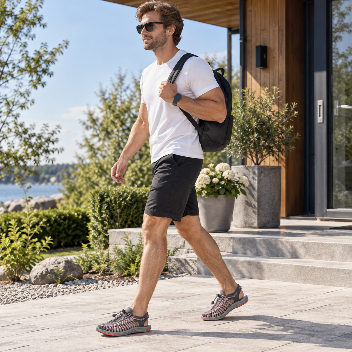 Sandaler herr — flätade sommarsandaler med snabbspänne