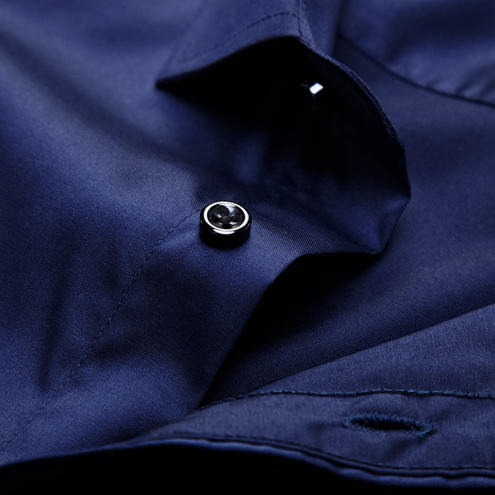 Skjorta herr, slim fit — skrynkelfri i bomullsmix med bambufiber