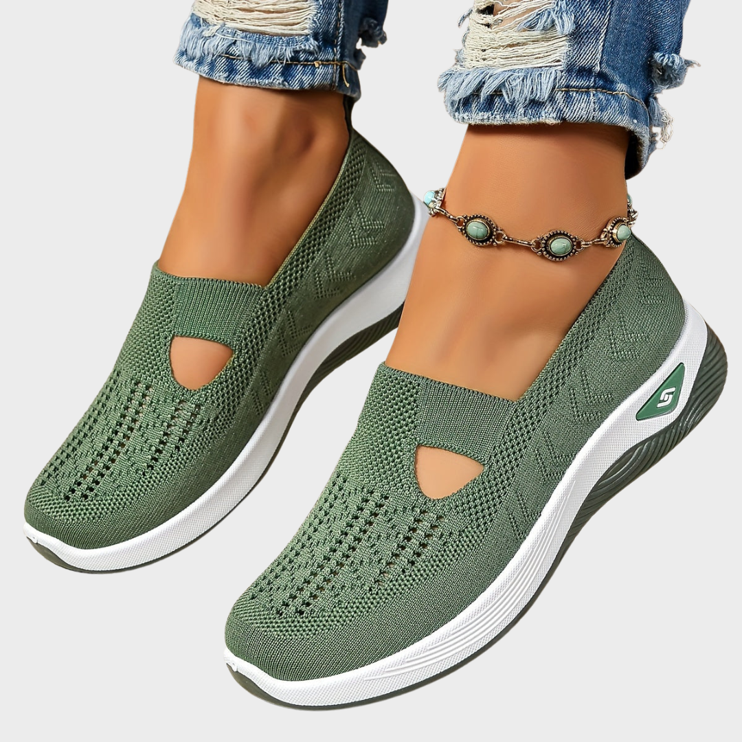 Slip-on skor dam, ortopediska — textil med dämpad innersula