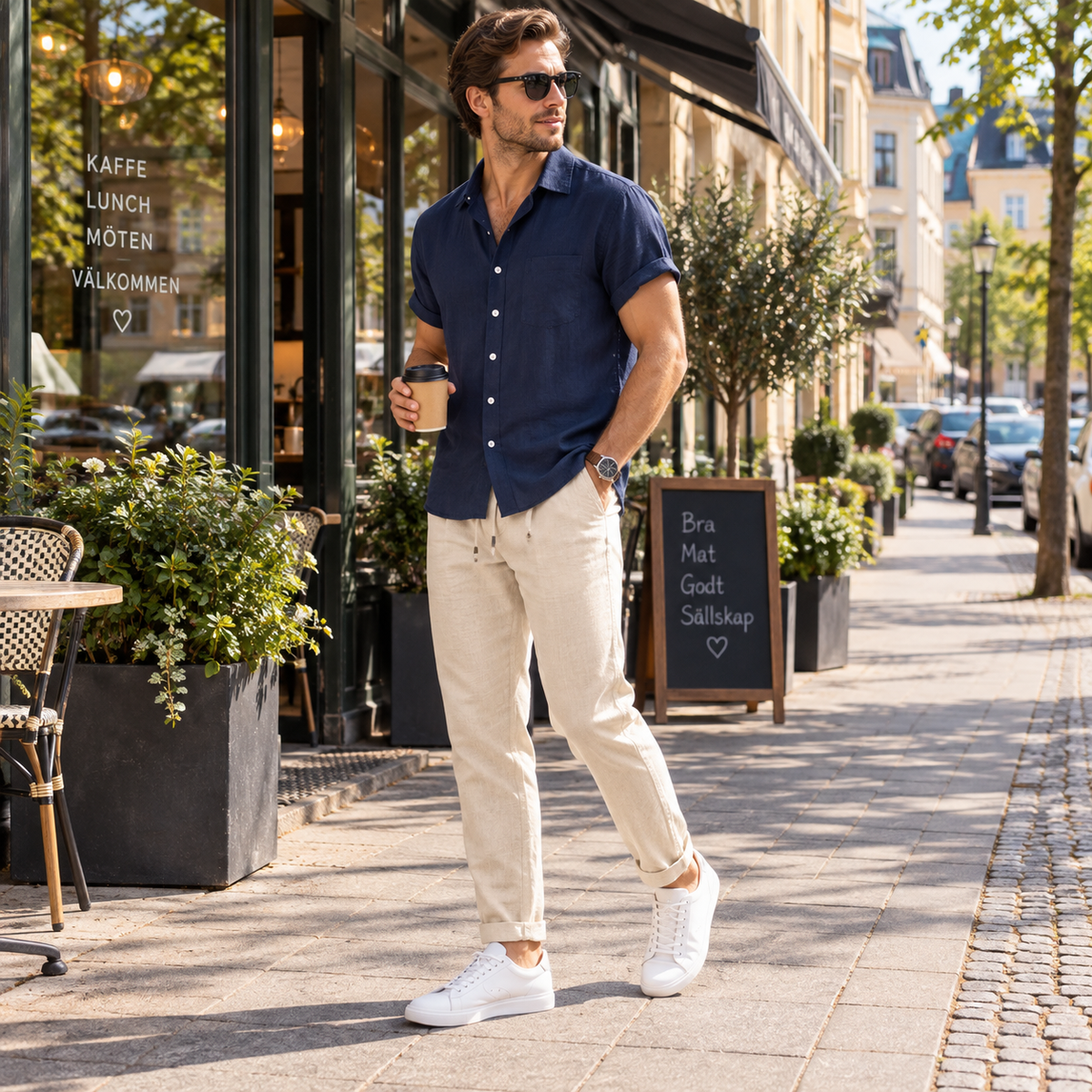 Set herr, sommar — kortärmad skjorta och byxor