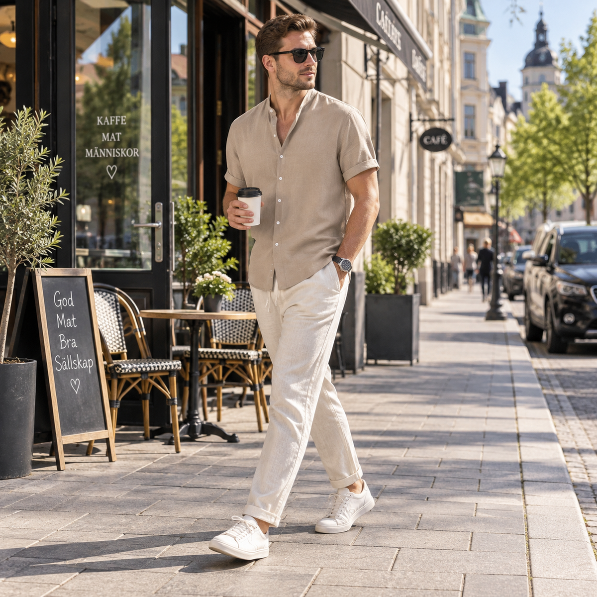 Set herr, sommar — kortärmad skjorta och byxor