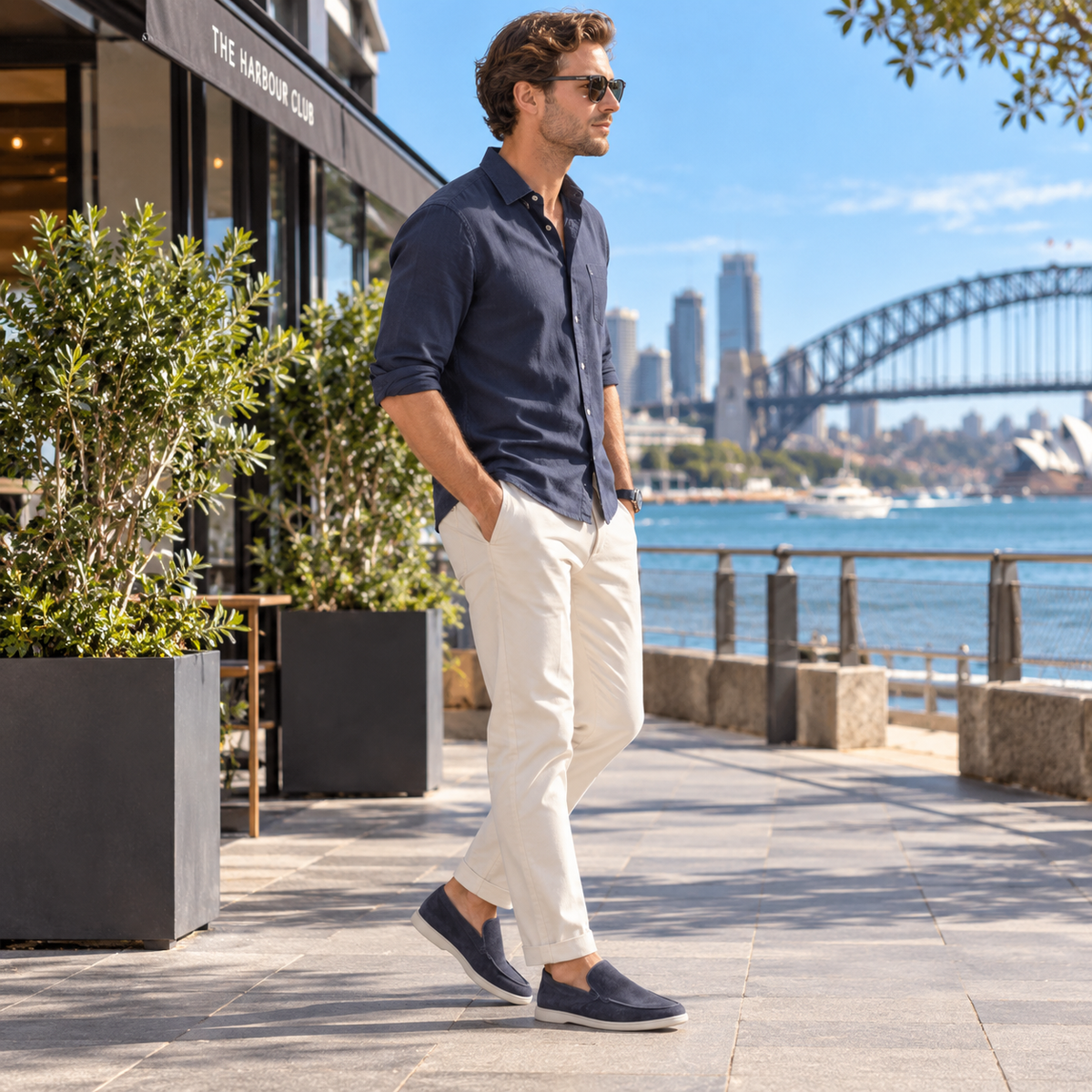Loafers herr, slip-on — bekväma skor med gummisula