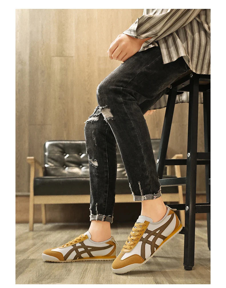 Retro sneakers herr — löparmodell med kontrastränder