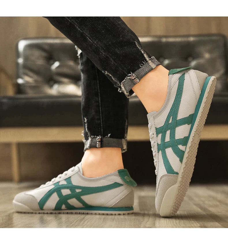 Retro sneakers herr — löparmodell med kontrastränder