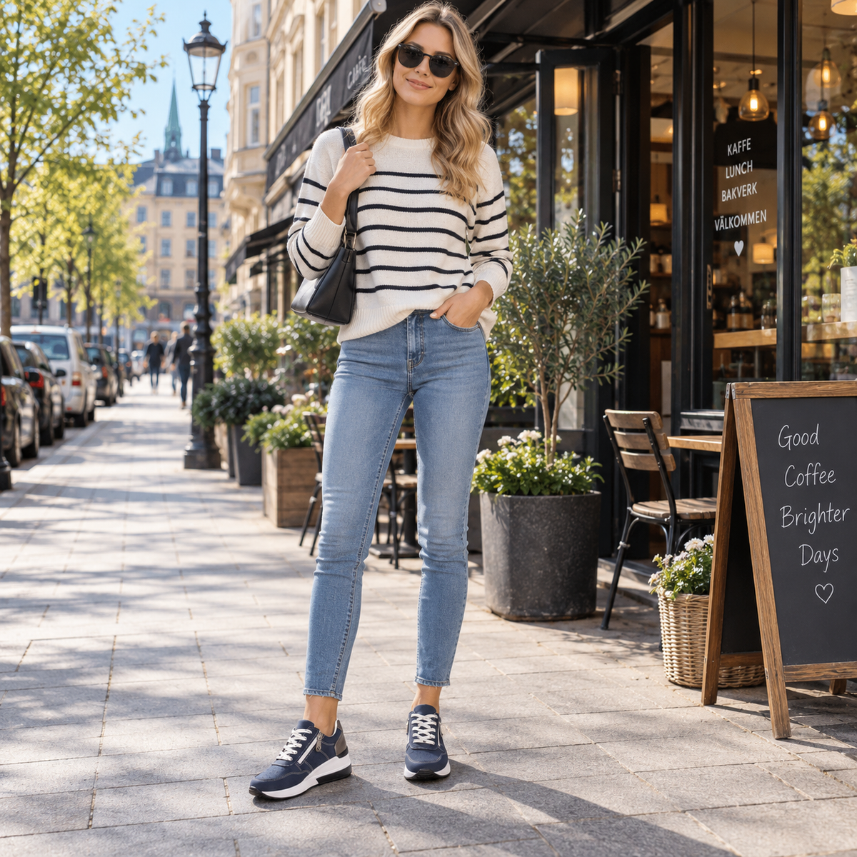 Sneakers dam — komfortmodell med kilsula, dragkedja och snörning