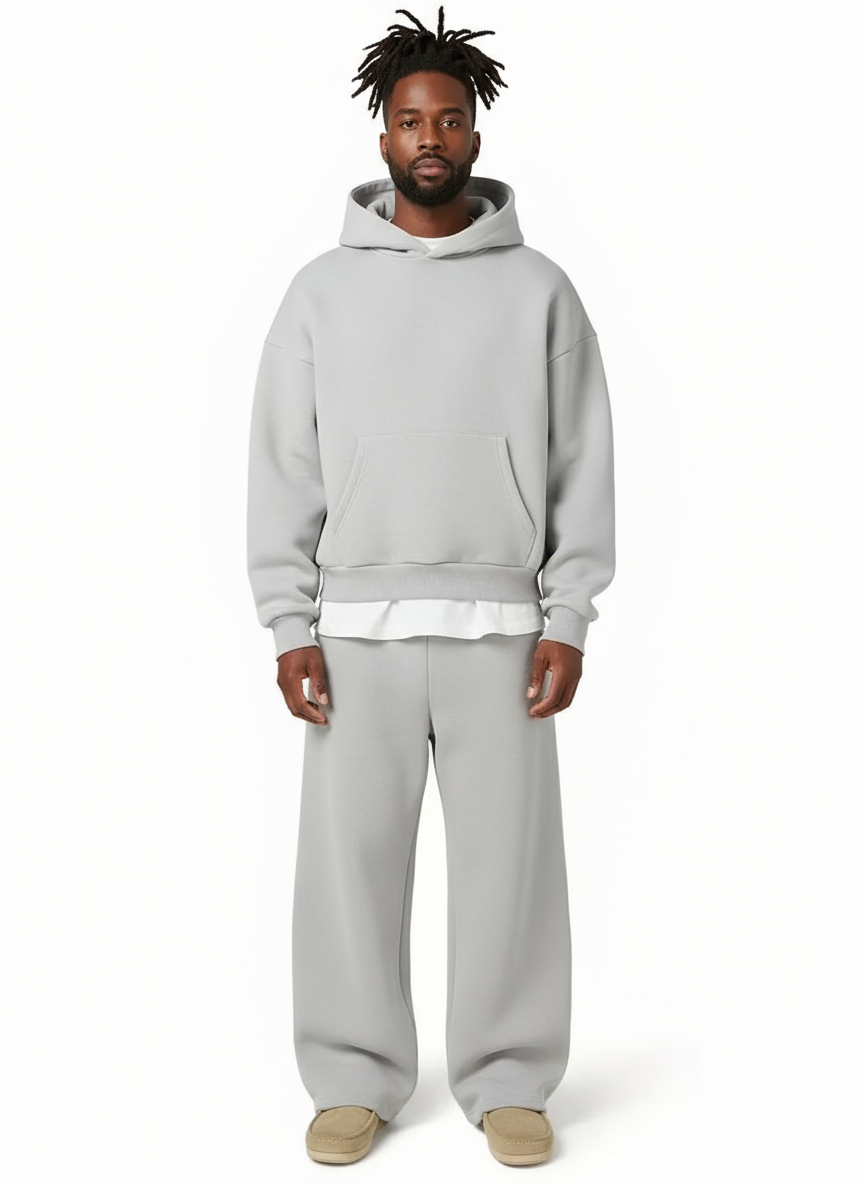 Träningsset herr — hoodie och joggingbyxor, rak passform