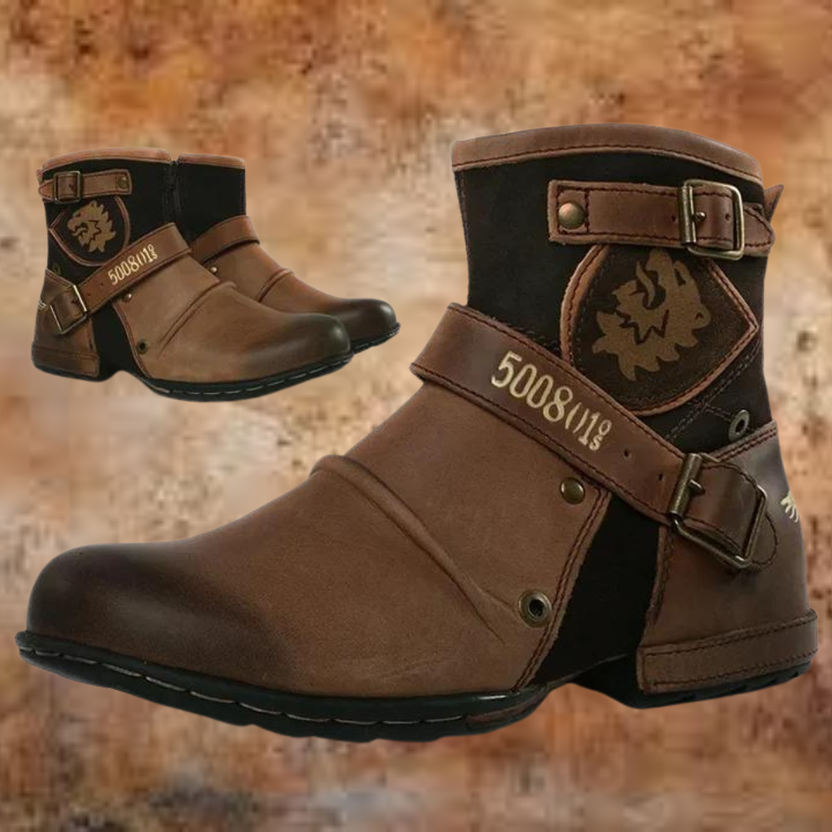 Herrboots i vintagestil — robusta stövlar i läderimitation
