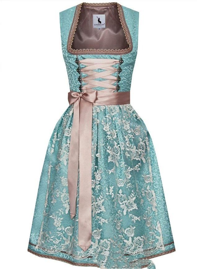 Dirndl dam med spetsliv — traditionell klänning med snörning
