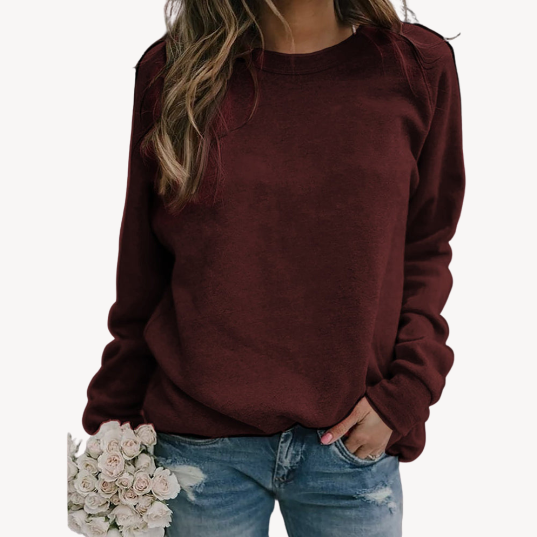 Sweatshirt dam, rund hals — relaxed passform i bomullsmix