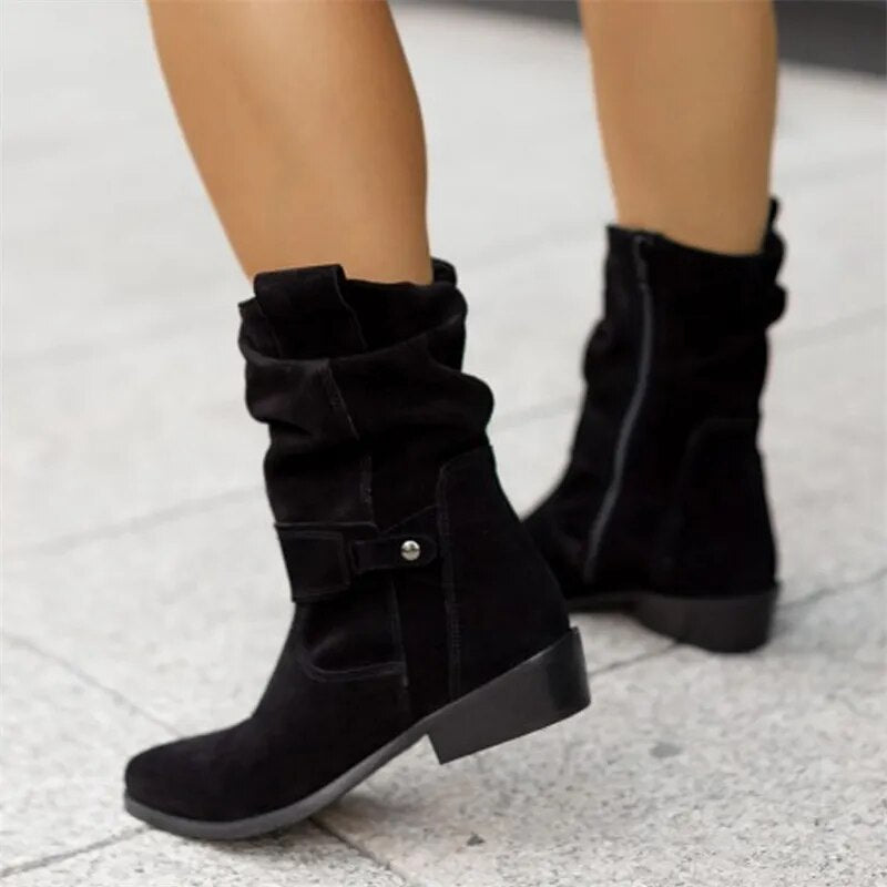 Ankelboots dam i mockaimitation — boho stövletter
