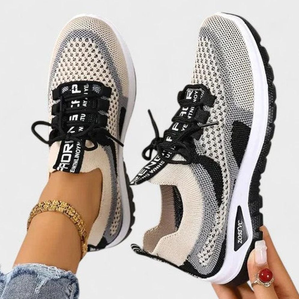 Sneakers dam — lätta komfortlöparskor med snörning i mesh