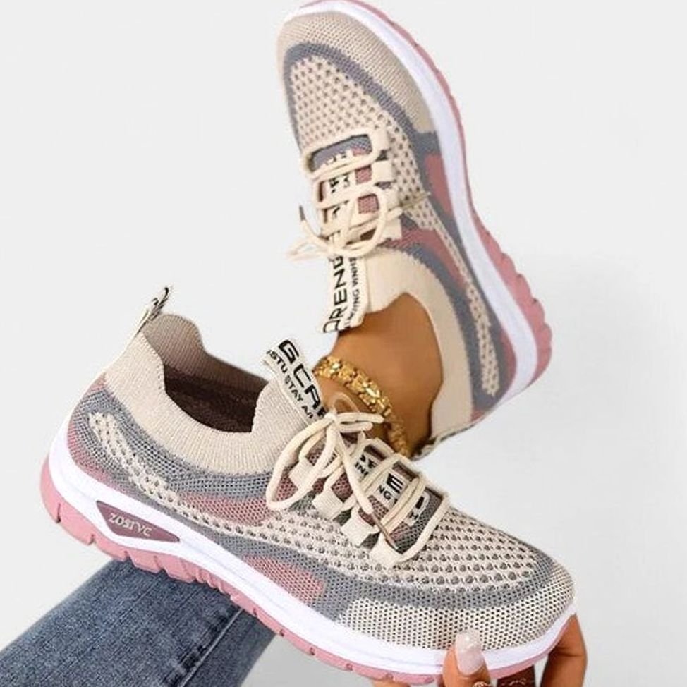 Sneakers dam — lätta komfortlöparskor med snörning i mesh