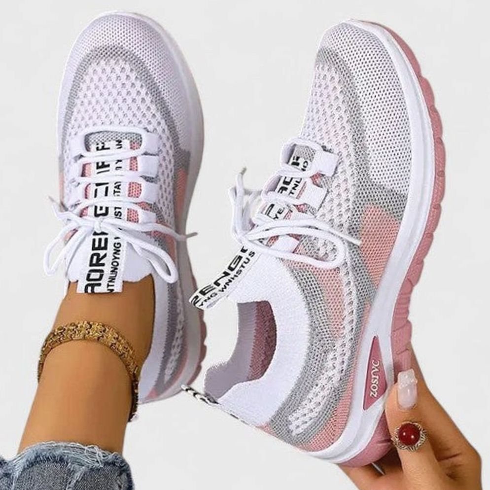 Sneakers dam — lätta komfortlöparskor med snörning i mesh