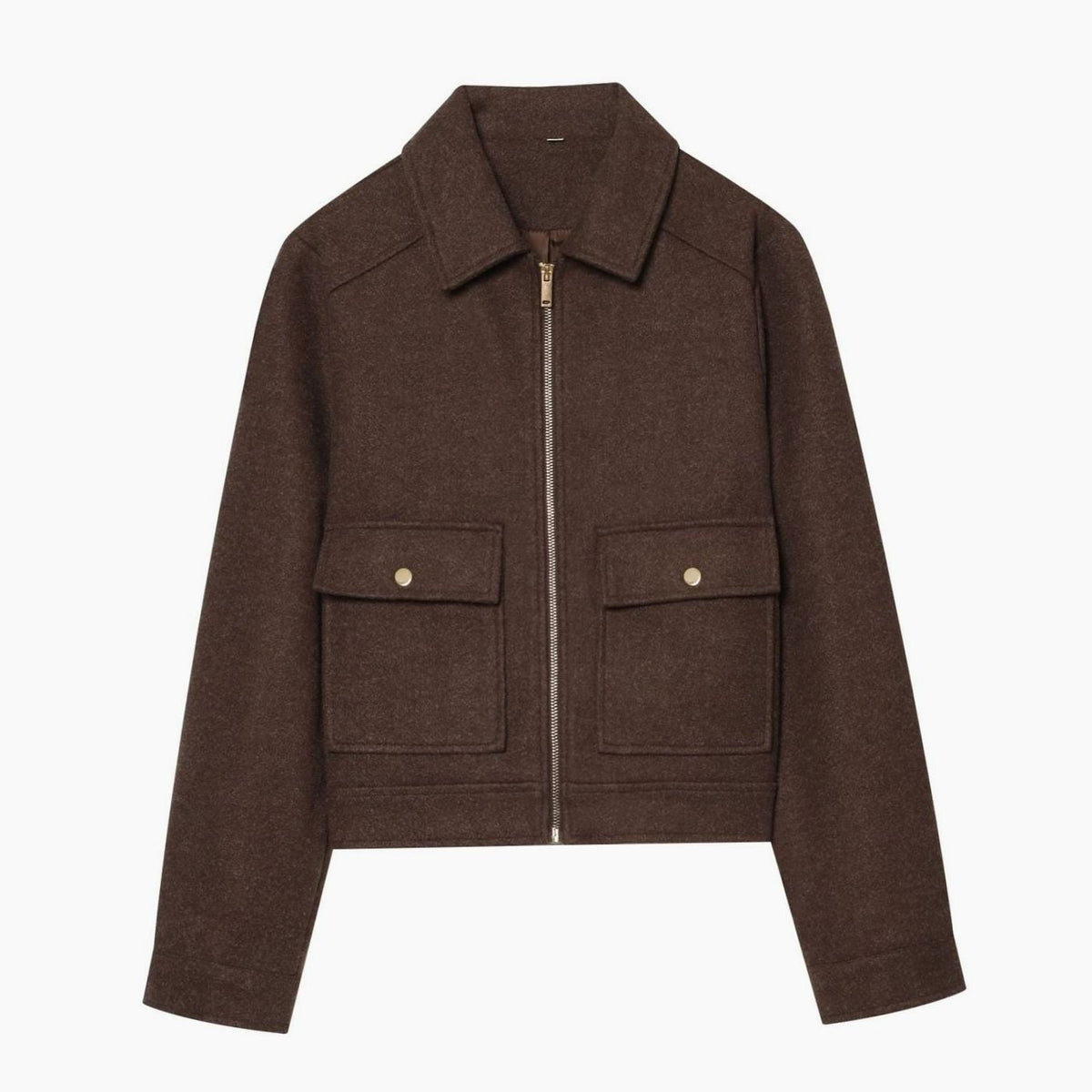 Ullkappa dam — kort vintage med ståkrage och knappar