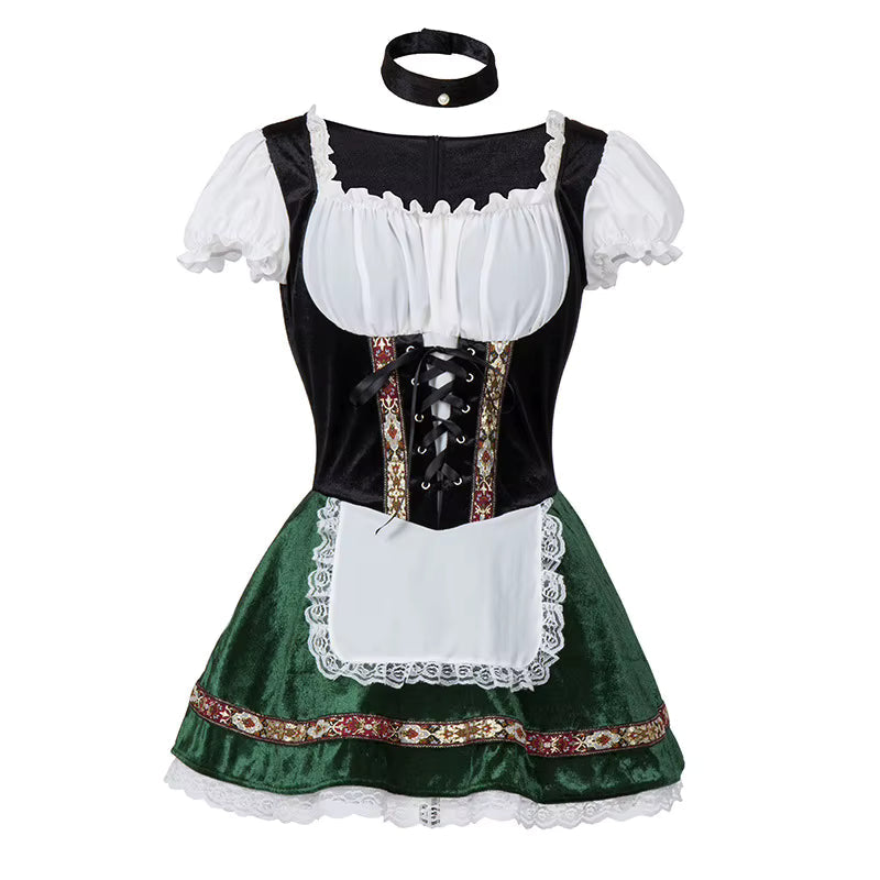Dirndl dam med snörliv och puffärmar — Oktoberfest-klänning
