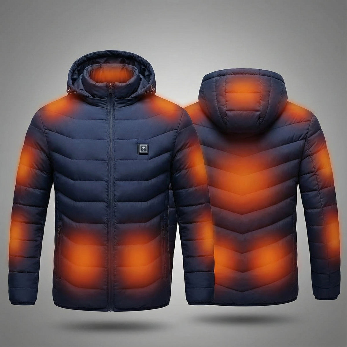 Uppvärmd jacka unisex — puffer med värmezoner och batteri
